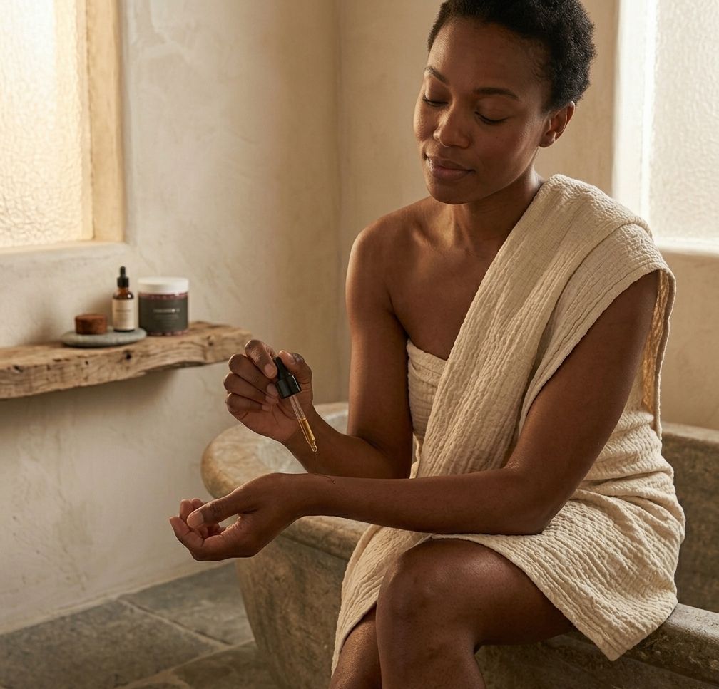 Le rituel ALANA : l'huile sacrée appliquée après le bain